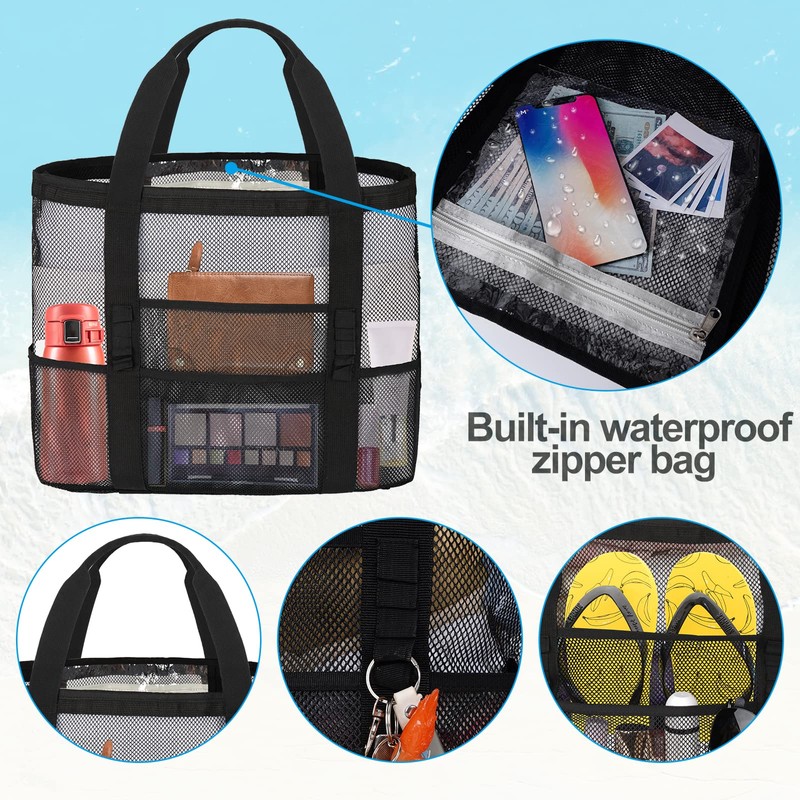wanchel Mesh Beach Bags for Women - Plus Waterproof Sandproof