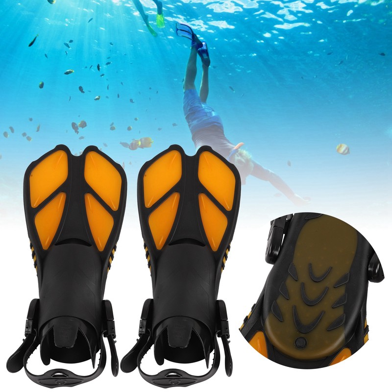 2pcs Adjustable Snorkel Fins Soft TPR Open Heel Long Diving