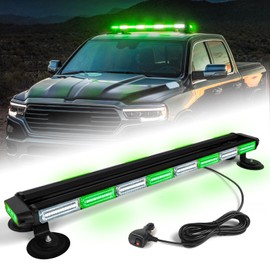 34inch 166 LED Emergency Rooftop Strobe Lights Bar Flashing Safety Traffic Advisor Warning Hazard Snow Plow Light W/Magnet Base for Work Trucks Vehicles Construction Tow Pickup Green White