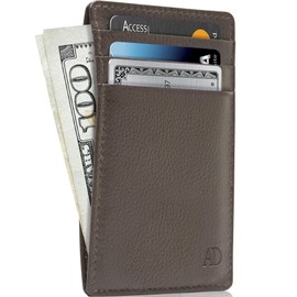 Access Denied Slim Minimalist Wallets For Men & Women - Leather Front Pocket Thin Mens Wallet RFID Credit Card Holder Gifts For Men