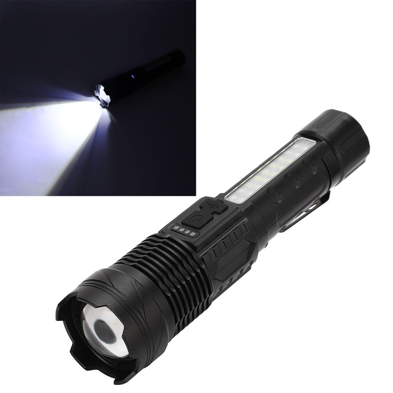 LED Bright Flashlight COB Work Light USB Rechargeable IPX4 Outdoor