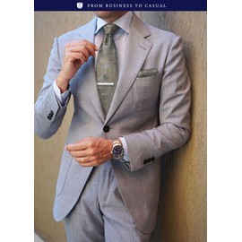 HISDERN HTJ-03S Business Necktie, Men's Necktie, Chief, Tie Clip, Cufflinks, Set of 4, For Weddings, Job Hunting, Entrance Ceremonies, Graduation Ceremonies, After-parties, Parties, 44 Brown (Floral)