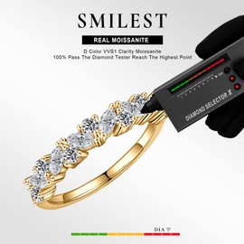 SMILEST Marquise Cluster Moissanite Wedding Band for Women, D Color VVS1 Clarity Moissanite Anniversary Rings 14K Yellow Gold Plated 925 Sterling Silver Marquise and Round Moissanite Wedding Rings