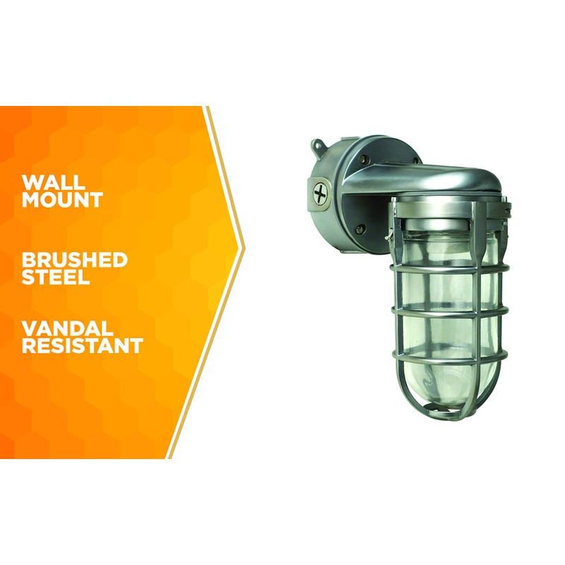 Woods L1707SVBS Traditional 150W Incandescent Weather Industrial Light; Wall Mount;