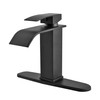 Klabb S16 Black Waterfall Spout Bathroom Faucet,Single Handle Bathroom Vanity