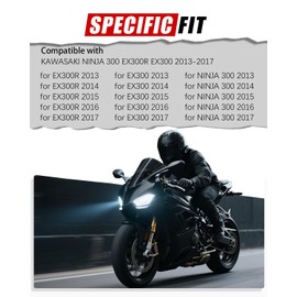 Double Bubble Windscreen Windshield Compatible with Kawasaki Ninja 300 EX300 EX300R 2013 2014 2015 2016 2017 Wind Deflector Screen (Clear Iridium)