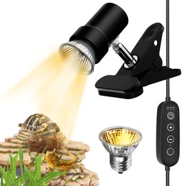 GOZILLA Reptile Heat Lamp, Turtle Lamp Timing & Dimming Cycle Timer, Turtle Light 50W UVA/UVB Reptile Light Bulb for Amphibian and Reptile Tanks, Terrariums, Cages.(Black)