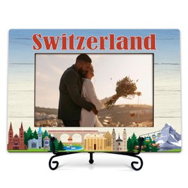 Switzerland Travel Photo Frame Gifts, Wedding Frames For Newlywed, Switzerland Vacation Wooden Picture Frame With Stand, Switzerland Souvenirs Honeymoon Gifts For Couple, Birthday Gifts For Friend -22