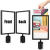 SHUESS 2 Pack Black Stanchion Sign Holder Frame, Double Sided