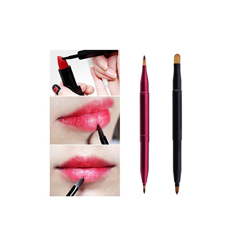 2 Pcs Retractable Lip Brushes Portable Dual End Lipstick Brush