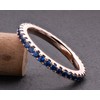 Ainuoshi 1.4mm Blue CZ Diamond Eternity Ring, Sterling Silver Slim