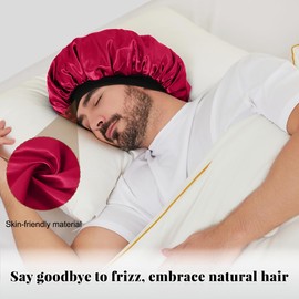 Bonnet for Men, Reversible Silk Bonnet for Sleeping with Curly Hair Locs Braids Waves Sleep Cap
