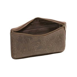 Belt bag Waist bag Bum Bag Travel pouch pack with flower pattern LEAS, Genuine Leather, brown - ''LEAS Vintage-Collection''