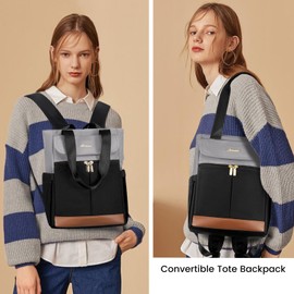 LOVEVOOK Backpack Purse for Women, Convertible Mini Backpacks Tote for Teen Girls, Small College Bookbag for Work, School, Travel, 2pcs set