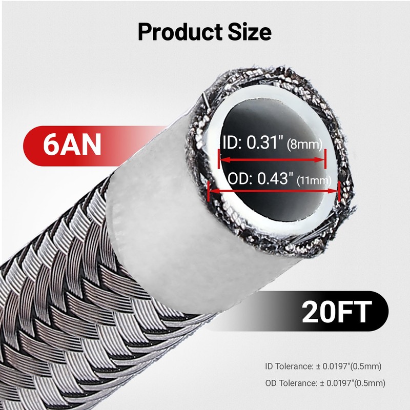 EVIL ENERGY 6AN PTFE Fuel Line Kit,E85 Stainless Steel Braided