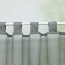 ESLIR Window Net Curtain with Loops, Kitchen Bistro Curtains, Transparent Curtains, Short Curtain, Voile, Grey, W x H 30 x 90 cm, 1 Piece