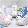 YJRVFINE Gradient Flat Shoe Laces: Thick Rainbow Colorful Sneakers Shoelaces