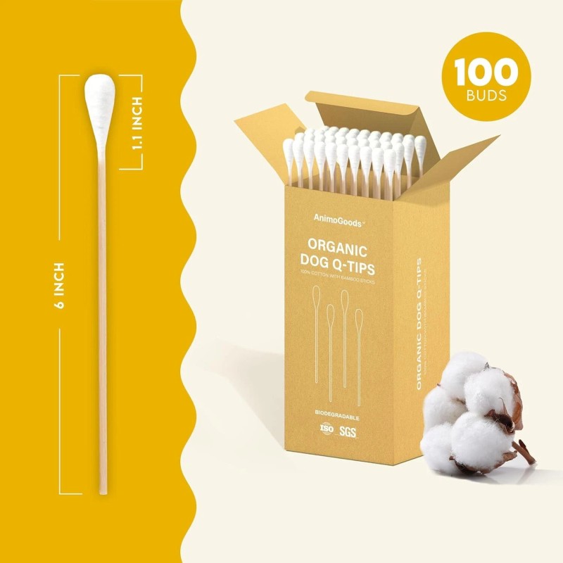 6-Inch Long Q-Tips for Cleaning Dogs' Ears | Extra-Wide Cotton