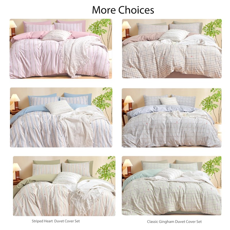3 Piece Gingham Duvet Cover Set, Soft Microfiber Bedding Set