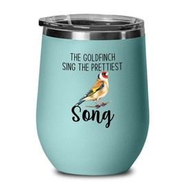Flairy Land Bird Lover Teal Edition Wine Tumbler 12oz - Prettiest song - Hummingbird Nest Cage Parrot Dad Gardening Outdoor Birdwatcher Feeder