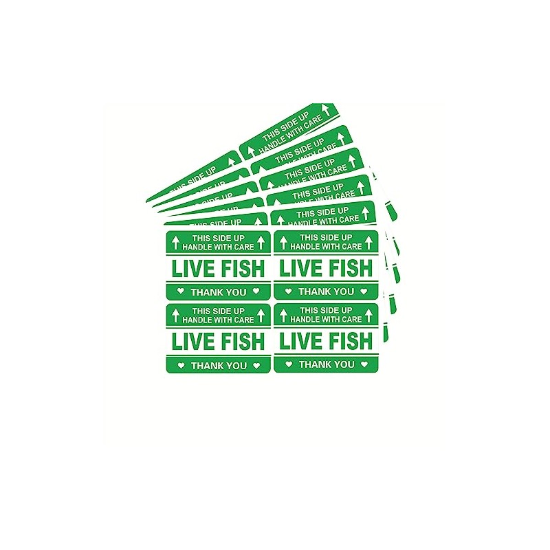 Live Fish Sticker,2x3 inch 200pcs Live Fish shippping Sticker