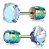 VOLUKA Titanium Colorful Cubic Zirconia Earrings Hypoallergenic for Sensitive Ears,