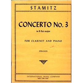 シュターミッツ: クラリネット協奏曲 第3番 変ロ長調/ドラッガー編/インターナショナル・ミュージック社/クラリネットとピアノ