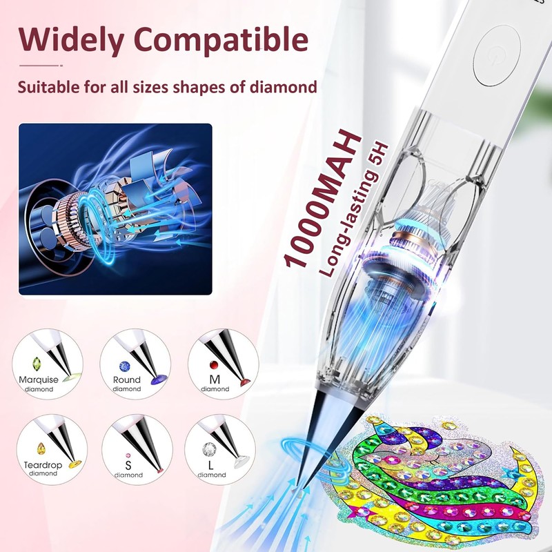Electric Diamond Art Painting Pen with Vacuum Pump