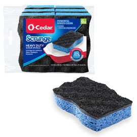 O-Cedar Scrunge Heavy-Duty Scrub Sponge | Odor-Resistant, Multi-Surface Scrubbing Sponge | Lasts 20% Longer Than Regular Sponges,6 Count (Pack of 1)