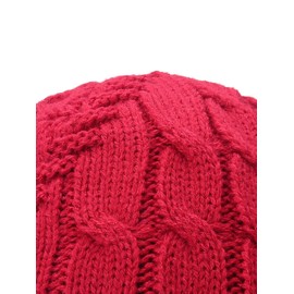 Michael Heinen Women's Winter Hat Beanie Knitted Hat without Bobble Bobble Hat - red