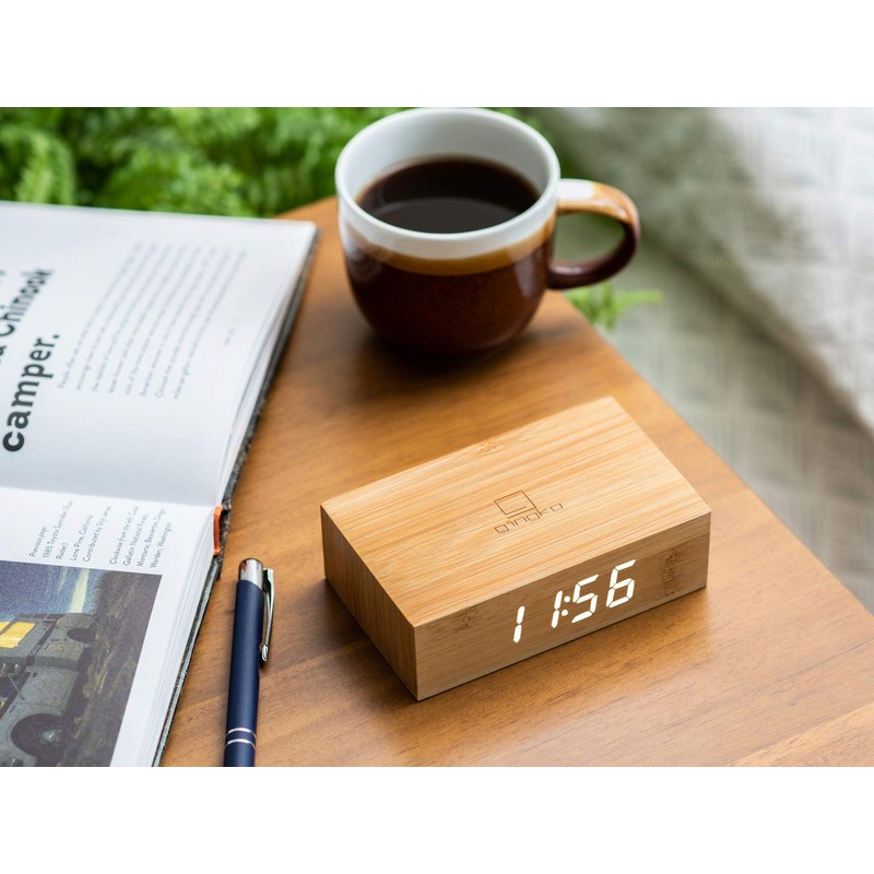 Gingko Design G003B11 Alarm Clock, Wood, Brown, One size