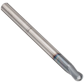 Melin Tool HMG-M-M-B Carbide Ball Nose End Mill, Metric, nACo Monolayer Finish, Roughing Cut, 15 Deg Helix, 2 Flutes, 100mm Overall Length, 8mm Cutting Diameter, 8mm Shank Diameter
