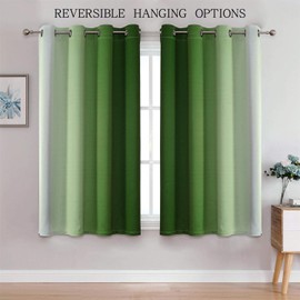 G2000 Blackout Curtains & Drapes for Bedroom Living Room 63 Inch Length Green and Greyish White Room Darkening Window Treatments Ombre Thermal Insulated Light Blocking Grommet Backdrop 2 Panels Set