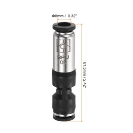 sourcing map Check Valve 8 mm Air Pipe Fitting Pressure Connection Black
