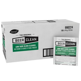 BEER CLEAN 990224 Low Suds Glass Cleaner, Restaurant Barware & Glassware Cleaner for Auto Brush, Powder Packets, 0.5-Ounce (Pack of 100)