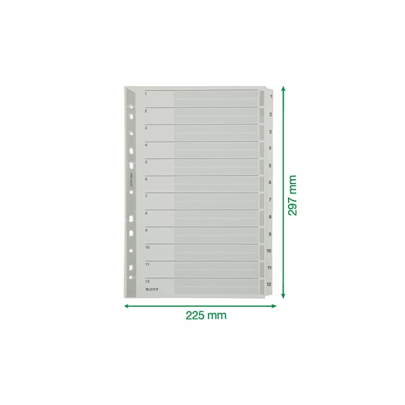 Leitz Index for A4, Cover Sheet and 12 dividers, tabs