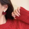 Red Bow Earrings for Women Christmas Bow Earrings Pearl Bow