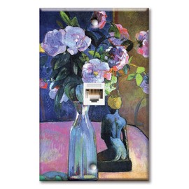 Art Plates - One Port RJ45 Ethernet decorative printed keystone style wall plate. Works with Cat5 through Cat8 cables. Female to Female Connection. - Gauguin: Still Life