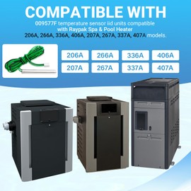 009577F Temperature Sensor Iid Units Compatible with Raypak Spa & Pool Heater 206A 207A 266A 267A 336A 337A 406A 407A Models, 3 Wire NTC 100K Pool Temperature Sensor, Pool Heater Parts