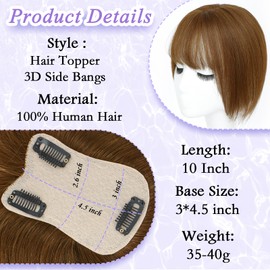 Hair Toppers for Women Real Human Hair, 360° Cover Middle Part Human Hair Toppers for Women with Thinning Realistic Scalp Line Upgrade Basement Toppers Hair Pieces (Light Brown, Wispy Bangs)