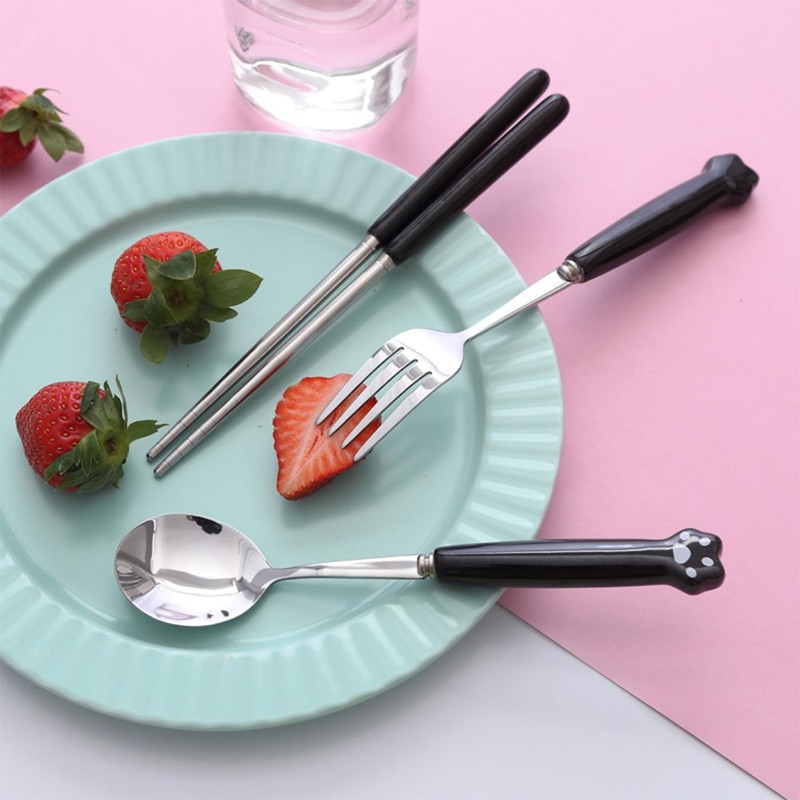 TSQIBU Tableware Spoon, Fork, Chopsticks, Spoon and Fork 3 Piece