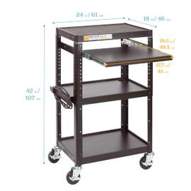 ECR4Kids AV Presentation Cart Stand, Rolling Storage, Black