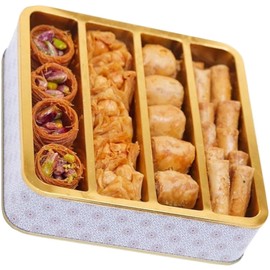 Sarah's Candy Factory Assorted 0.5 Lb Premium Baklava Pastry Gift Box Halal Snacks, 250 Gr in a Metal Box, Turkish Dessert Ideal Gift for all Special Days for Everyone