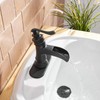 BWE Black Bathroom Faucet Matte Waterfall Farmhouse Vanity Sink Lavatory