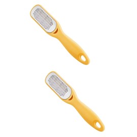 Healeved 2pcs Double-sided Stainless Steel Foot File for Callus Removal Exfoliation Tool for Smoothing Dry Skin Pedicure Scrubber for Feet Care Yellow