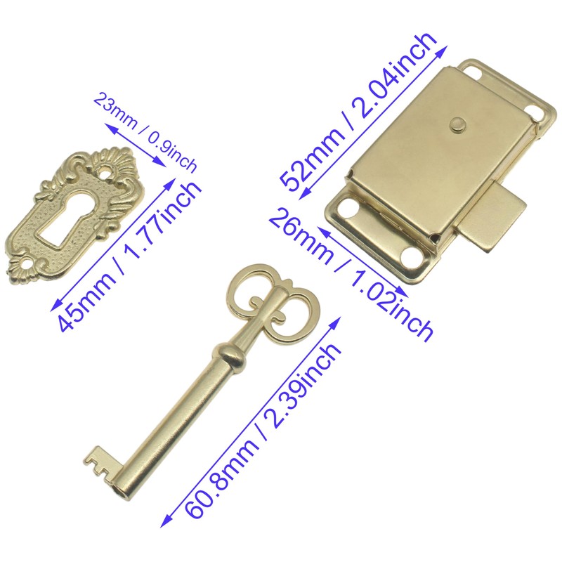 LBTODH Gold Vintage Cabinet Lock Antique Lock Spring Antique Lock