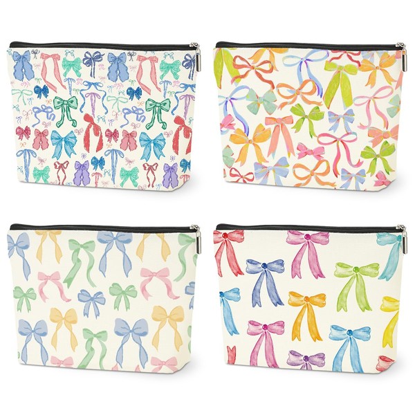 HZMLYDJ 4 PCs Bow Stuff Makeup Bag Coquette Stuff Cosmetic