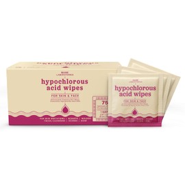 BASE LABORATORIES Hypochlorous Acid Wipes for Face & Skin - Facial Cleansing and Daily Skin Repair Hypochlorous Acid Wipes - for Sensitive Skin, Redness, Irritations, Eczema - 75 Wipes
