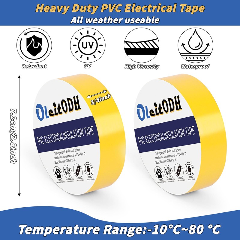 100 Rolls Yellow Electrical Tape Bulk 3/4 Inch x 66ft,