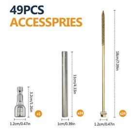 24 Pcs 7" Gutter Screws with Metal Rings, Roof Gutter Nails with Hexagonal Socket, Gutter Repair Screw Spik, Secure Gutter Fasteners for Sagging, Guards&Maintenance